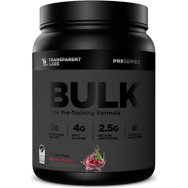 Bulk Black Pre Workout - Clinically Dosed, Sugar Free Preworkout for Men and Women with Beta Alanine Powder, Citrulline Malate, & Caffeine - 30 Servings, Black Cherry