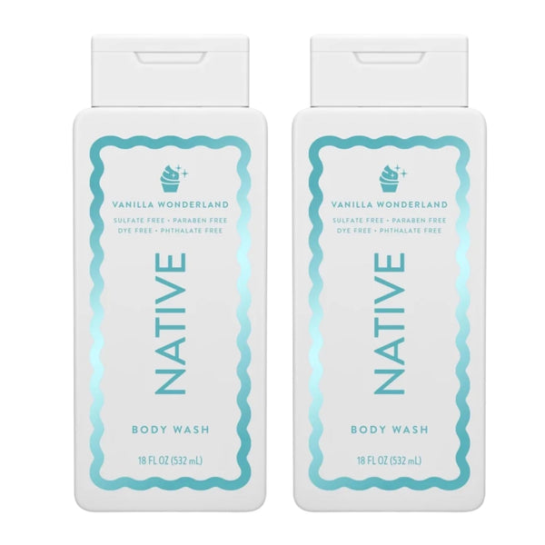 Native Vanilla Wonderland Body Wash (Holiday Limited Edition) - 532ml, Set of 2