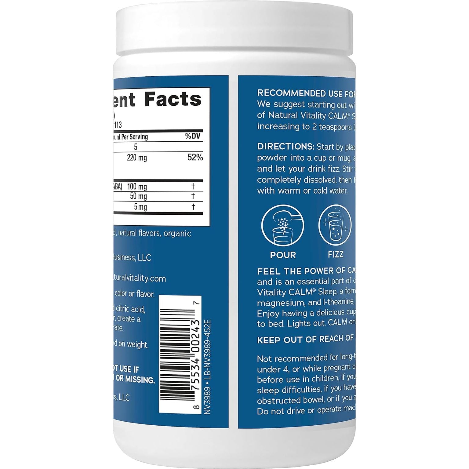 Natural Vitality Calm Sleep Magnesium Supplement – 453g (Mixed Berry) | With Melatonin, L-Theanine & GABA for Deep Relaxation & Restful Sleep