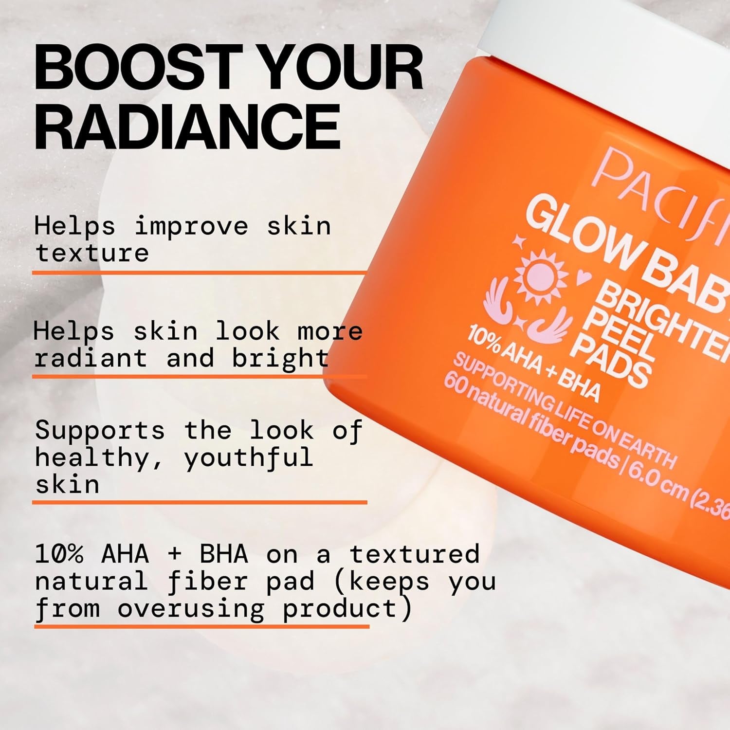Pacifica Glow Baby Brightening Peel Pads 10% AHA + BHA - 60 Pads