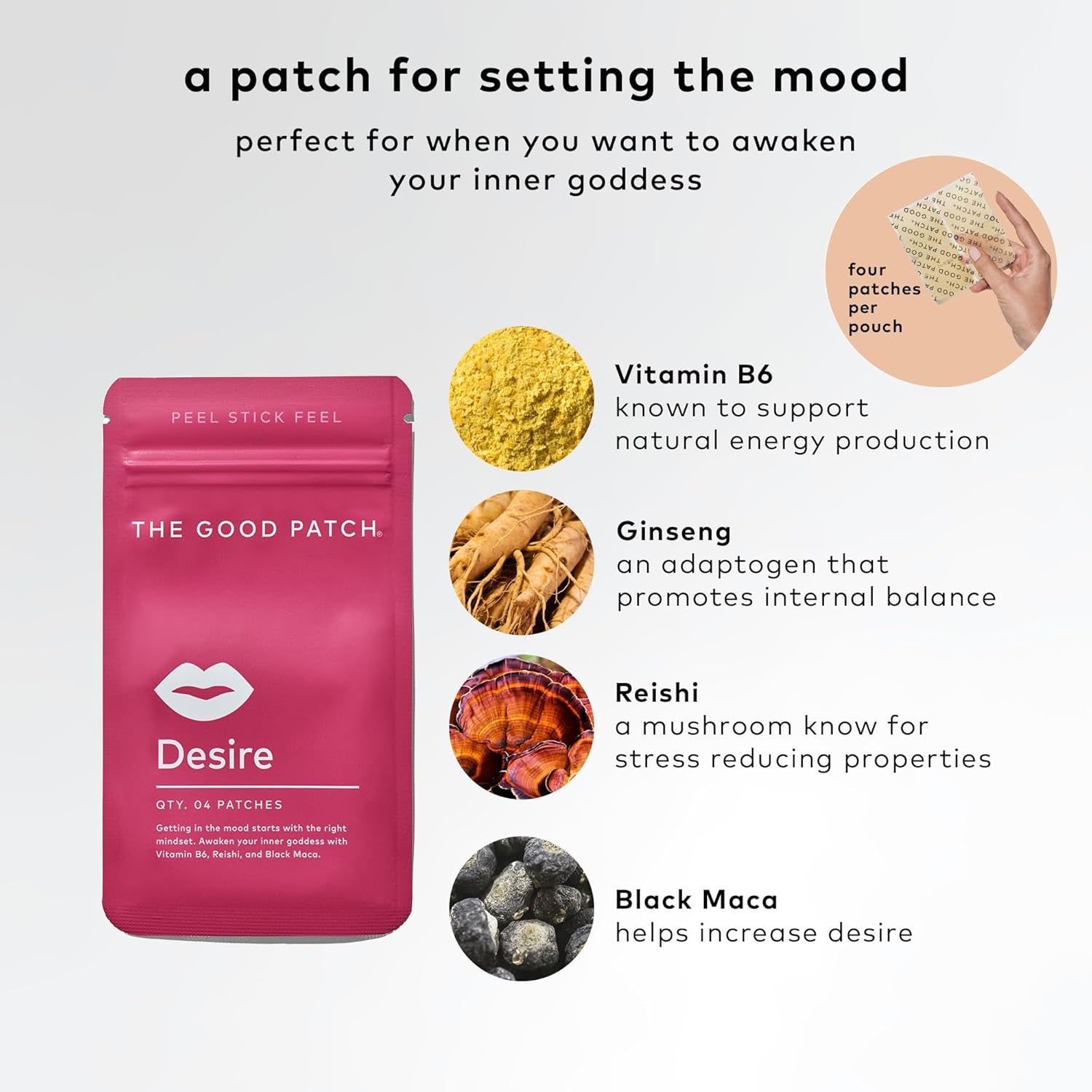 The Good Patch Desire – 8 Patches | Natural Libido Support with Maca, Ginseng & Reishi