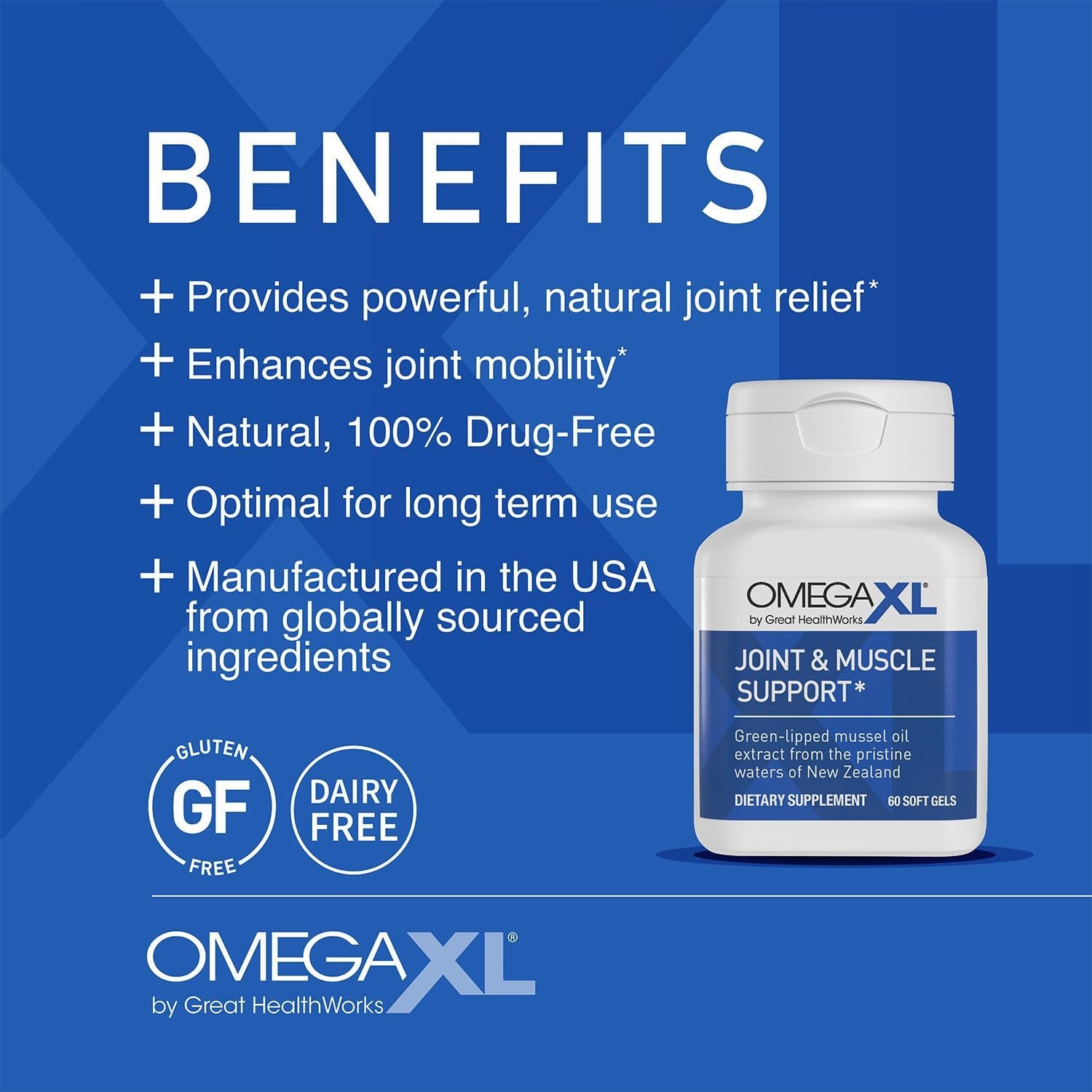 OmegaXL Joint & Muscle Support – 60 Softgels | Advanced Green-Lipped Mussel Omega-3 Complex