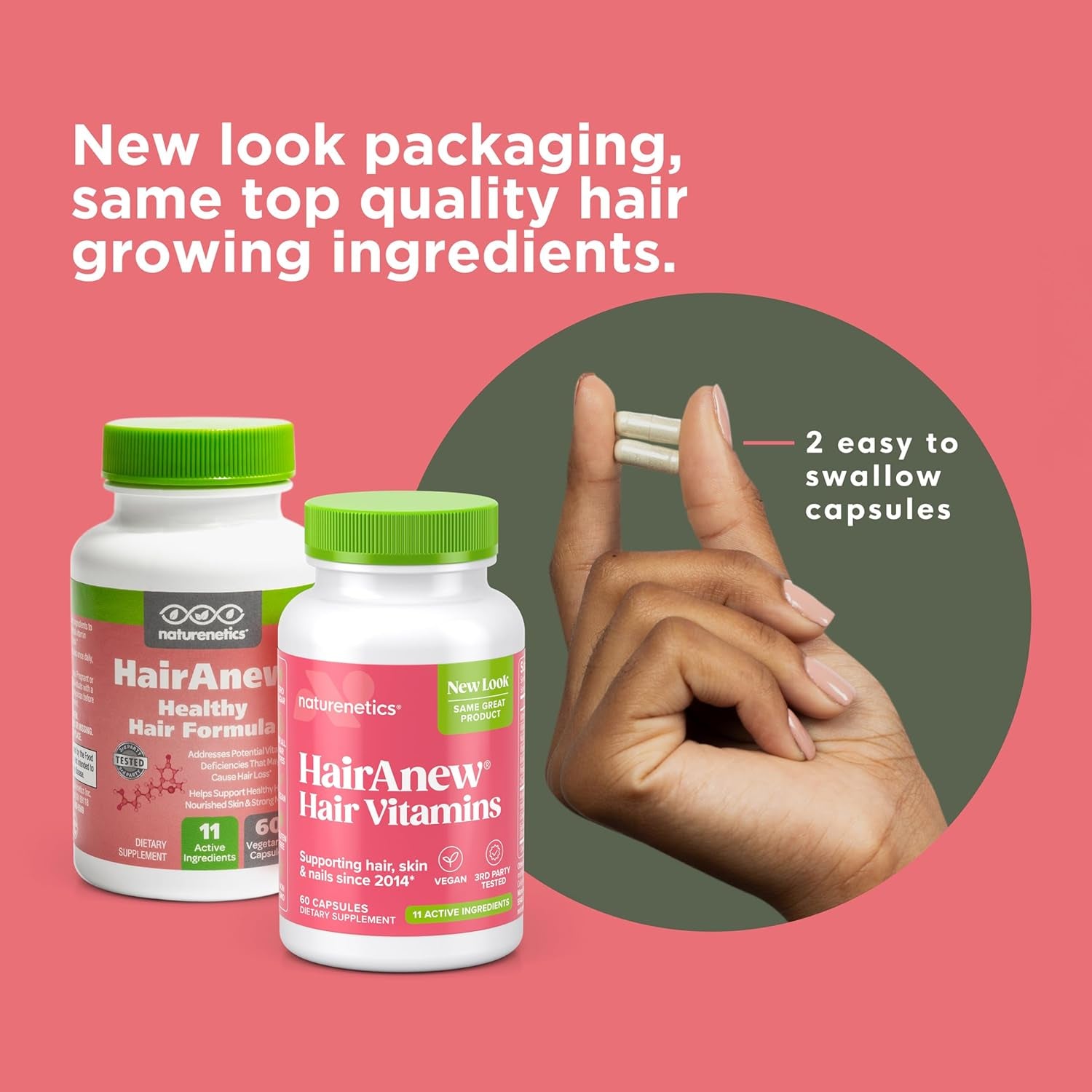 Naturenetics Hairanew Hair Vitamins – 60 Capsules | Award-Winning Biotin Formula for Stronger, Fuller Hair