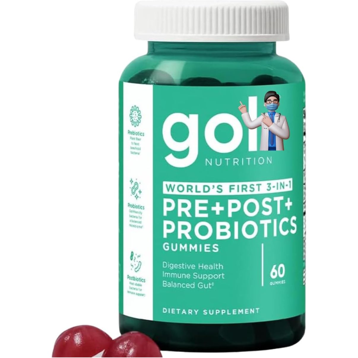 Goli Pre+Post+Probiotics Gummies – 60 Gummies | 3-in-1 Vegan Gut Health Support