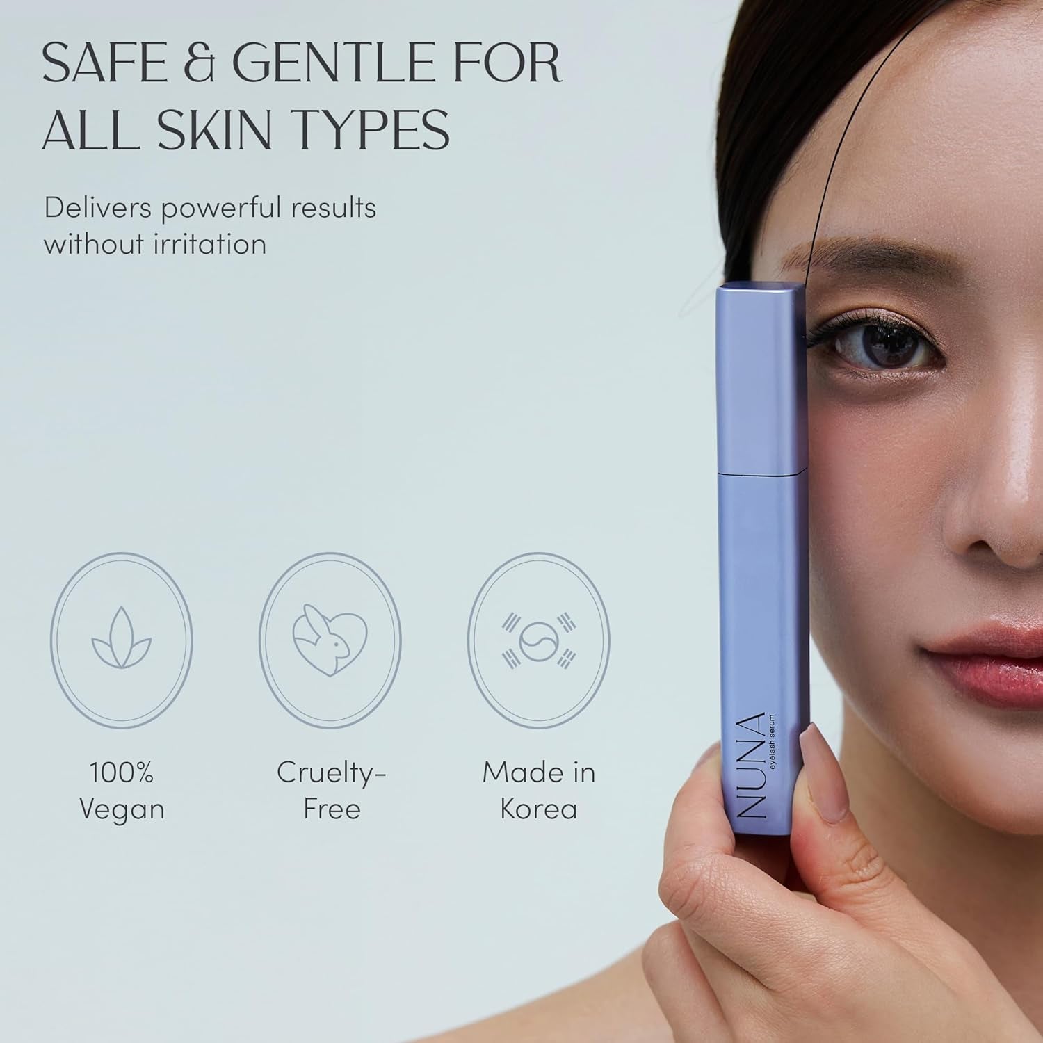 NUNA Eyelash Peptide Serum – 6ml | Lash & Brow Growth Booster with Peptides, Biotin & Botanicals