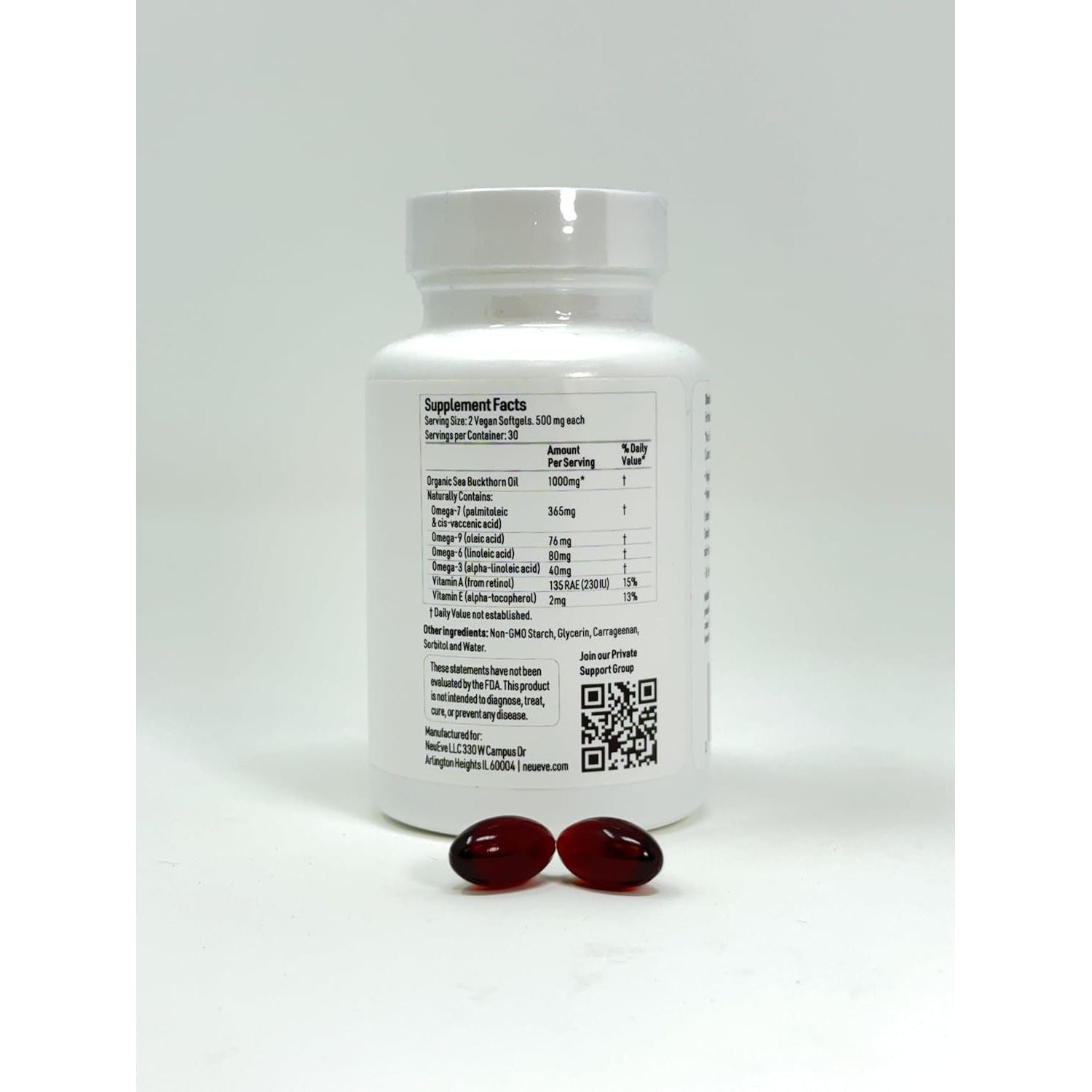 NeuEve Feminine Moisture Support Supplements – 60 Softgels | Omega-7 Sea Buckthorn Oil for Vaginal Dryness Relief