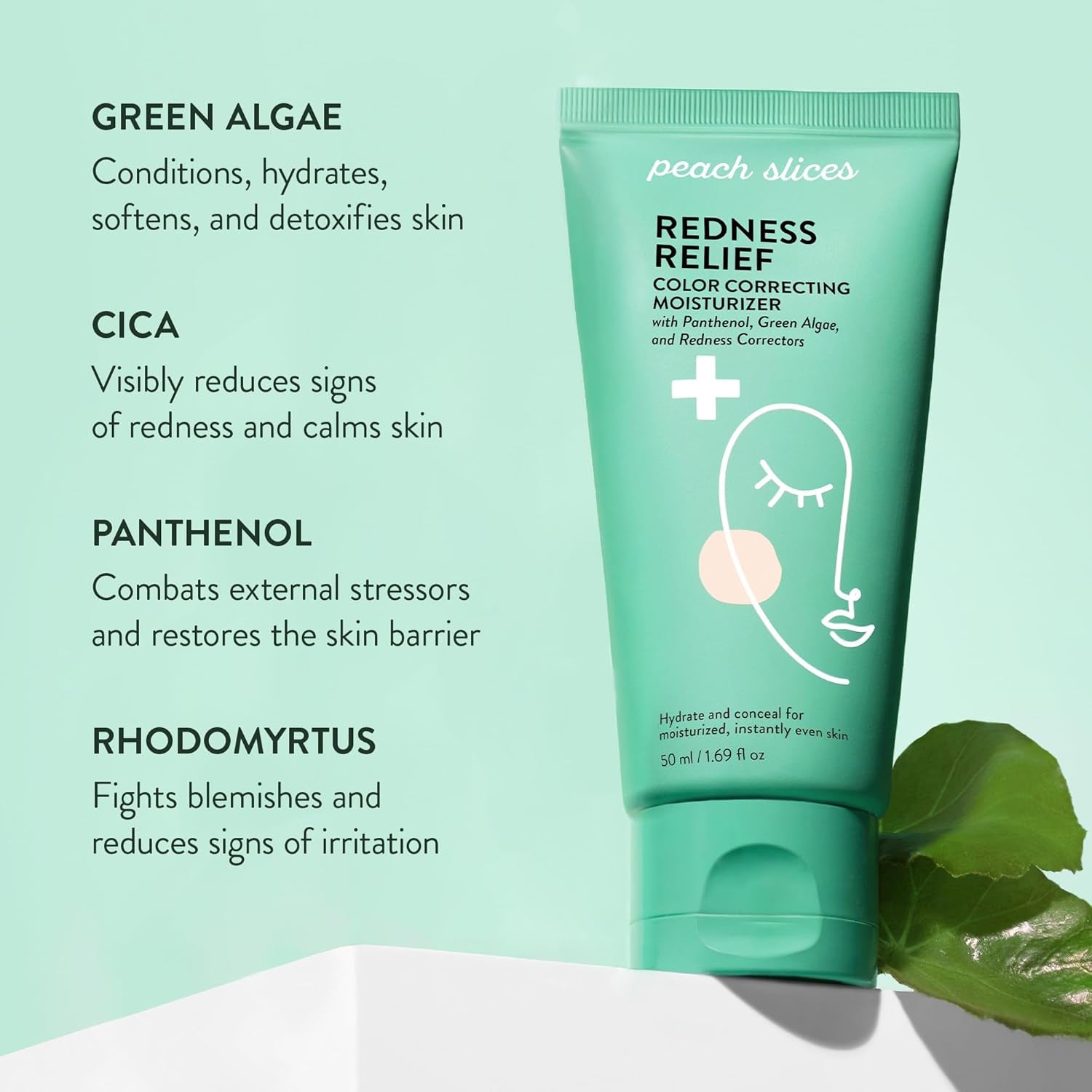 Peach Slices Redness Relief Color Correcting Moisturizer – 50ml | Neutralises Redness & Calms Skin with Adaptive Colour Technology