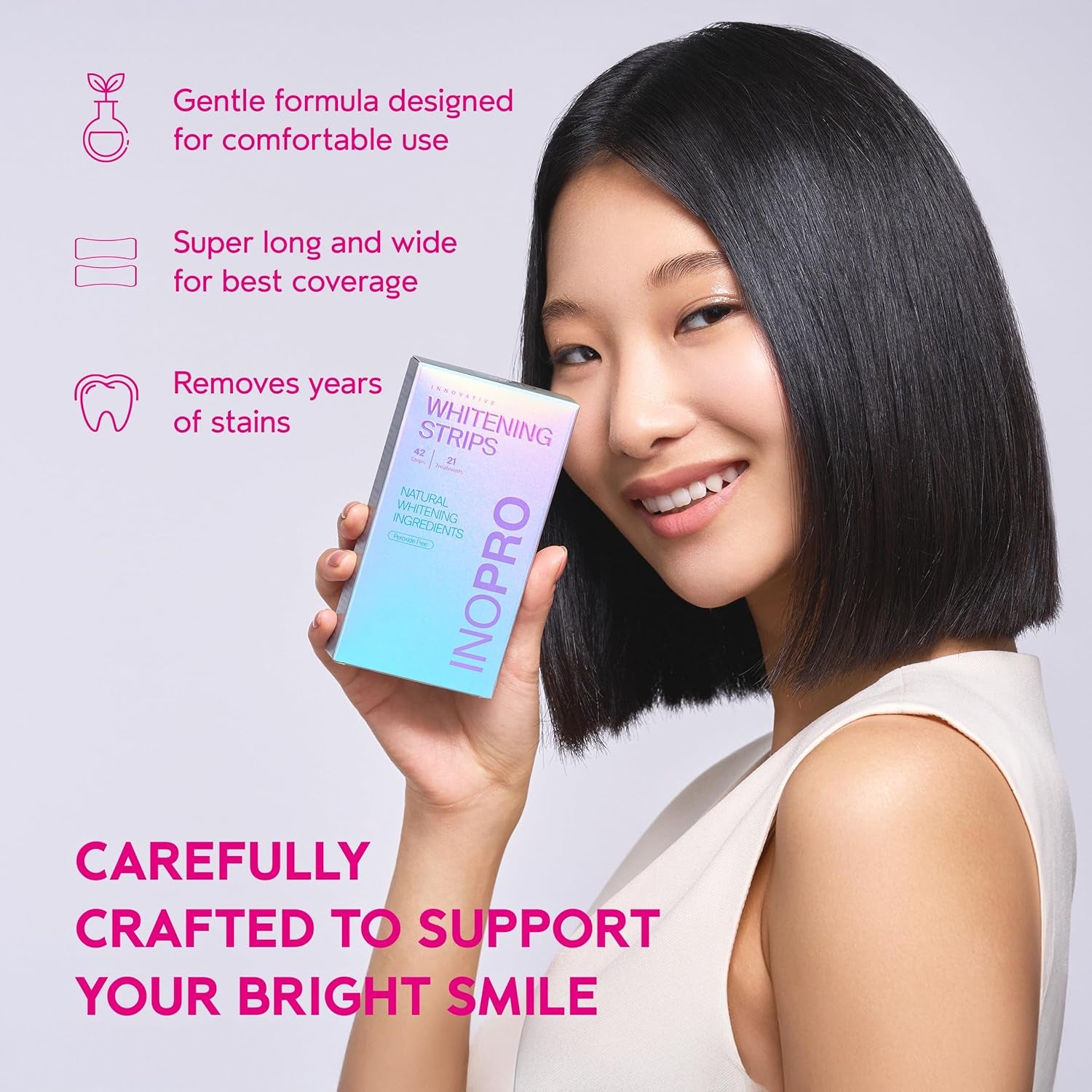 InoPro Innovative Whitening Strips – 21 Treatments (42 Strips) | Advanced Whitening, Stain Removal & Enamel Protection