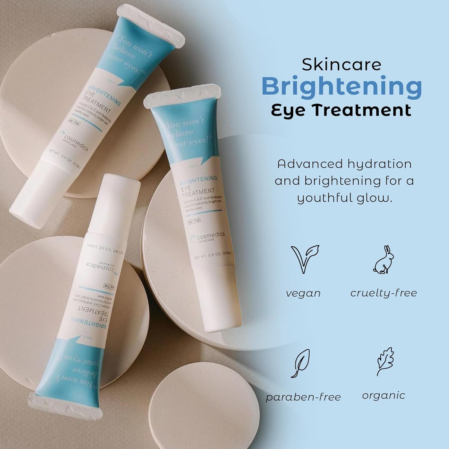 Cosmedica Skincare Brightening Eye Treatment – 15ml | Night Cream for Dark Circles & Fine Lines