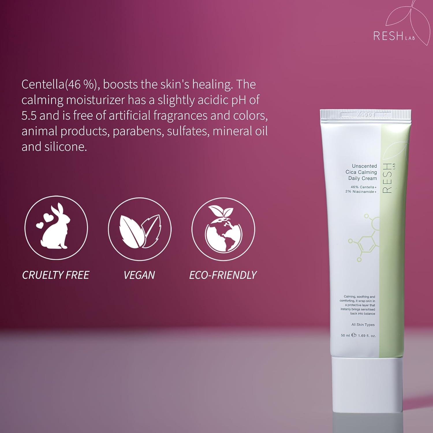 Korean Cica Repair Cream – Hydrating Face Moisturizer for Sensitive & Dry Skin | Redness Relief, Soothing Cream with Ceramide & Panthenol (Fragrance-Free, 50Ml)