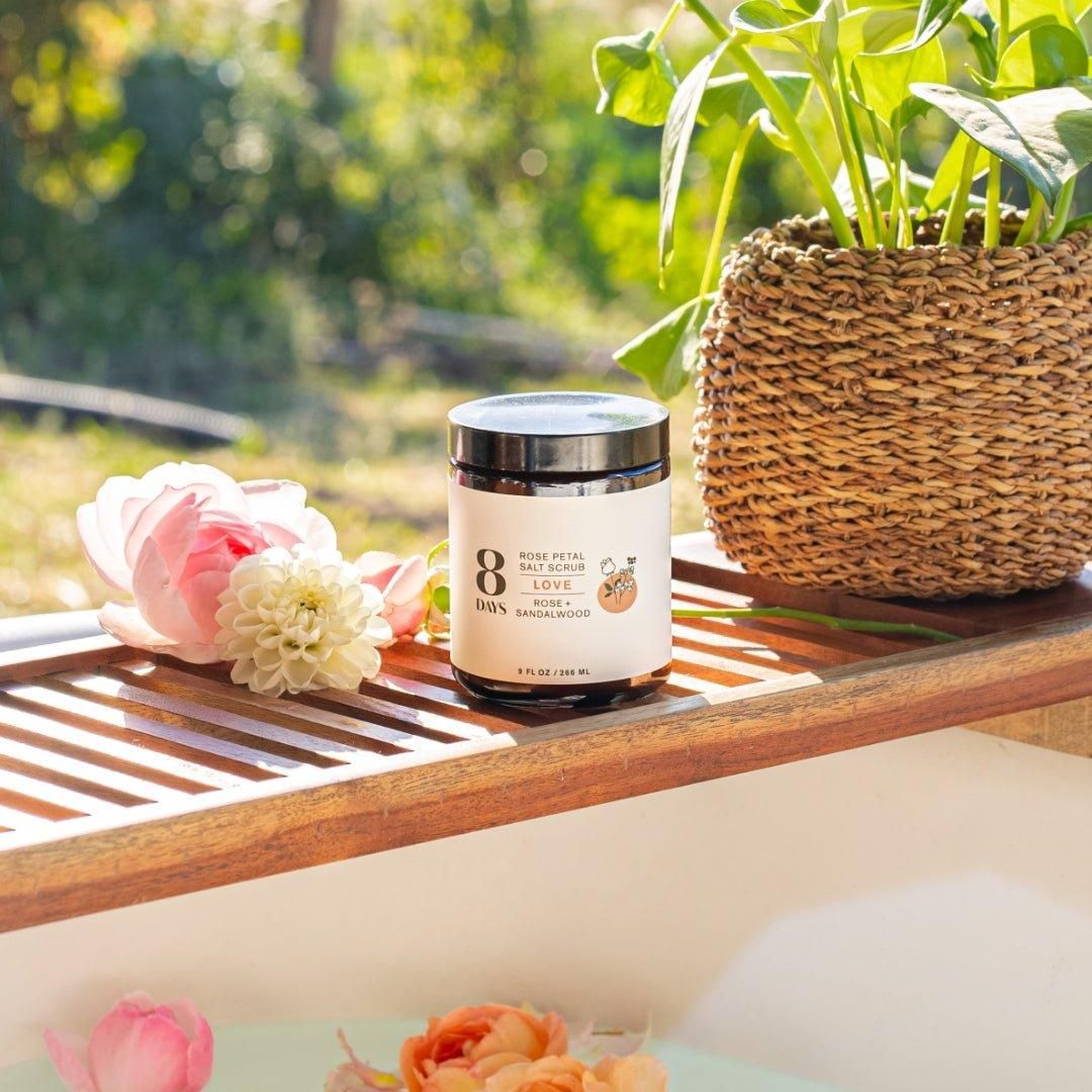 8 Days Rose Petal Salt Scrub - 266ml - Glam Global UK