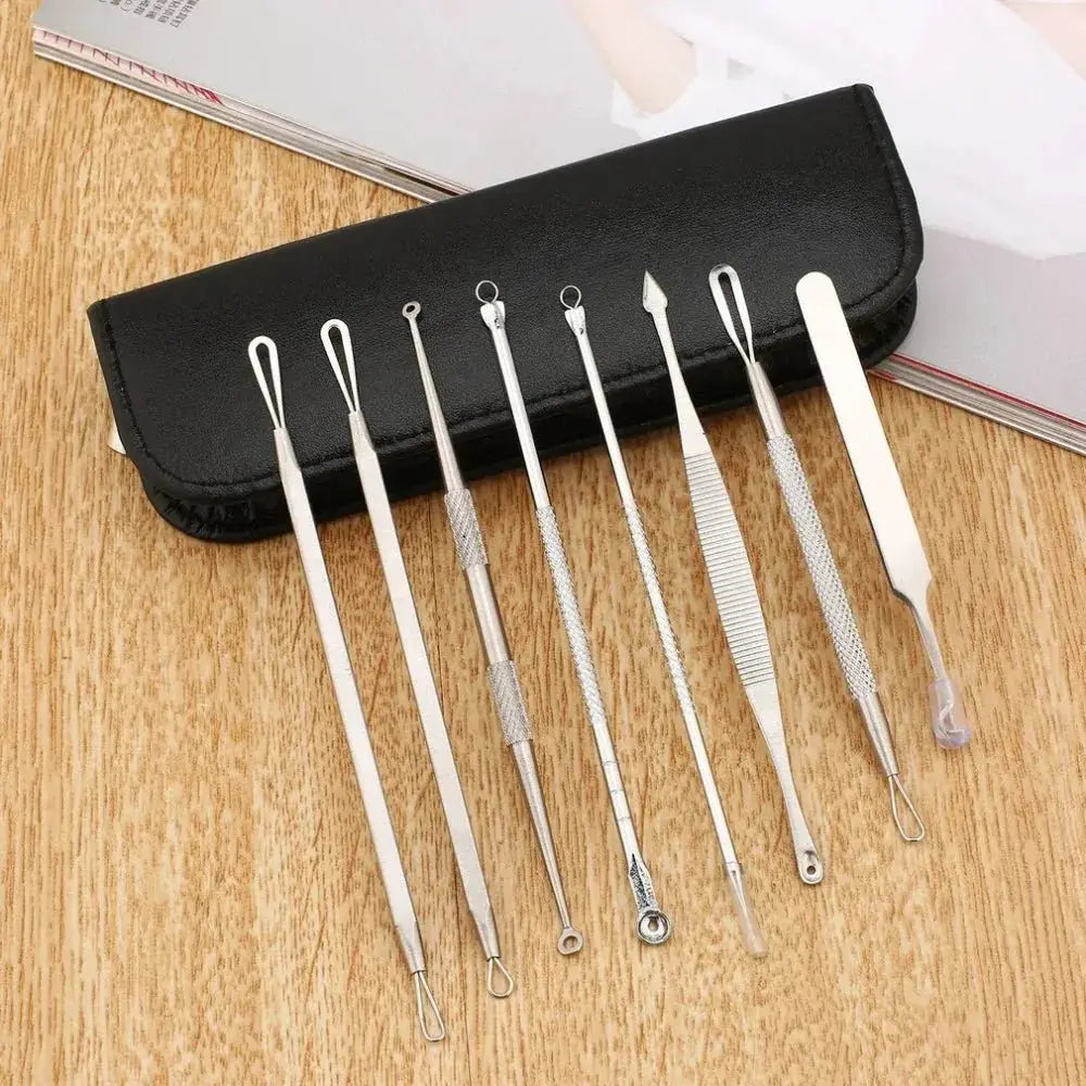 8 - Piece Stainless Steel Blackhead & Acne Remover Set - Glam Global UK