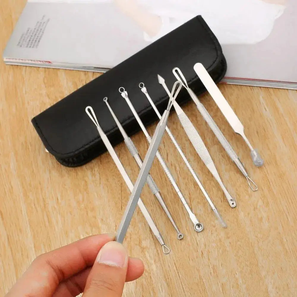 8 - Piece Stainless Steel Blackhead & Acne Remover Set - Glam Global UK