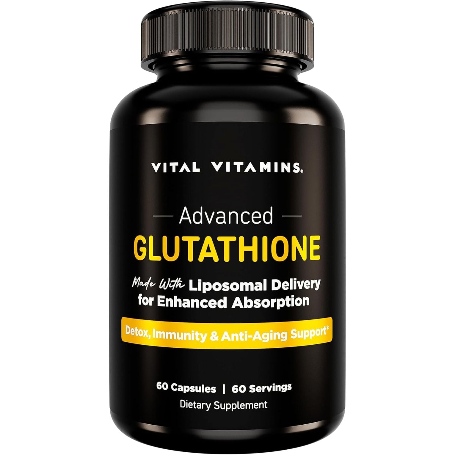 Glutathione Supplement - 500Mg L-Glutathione per Serving - Made with Liposomal Delivery for Max Absorption - Detox, Immunity, Anti-Aging Support - Non-Gmo - 60-Day Supply, 60 Capsules