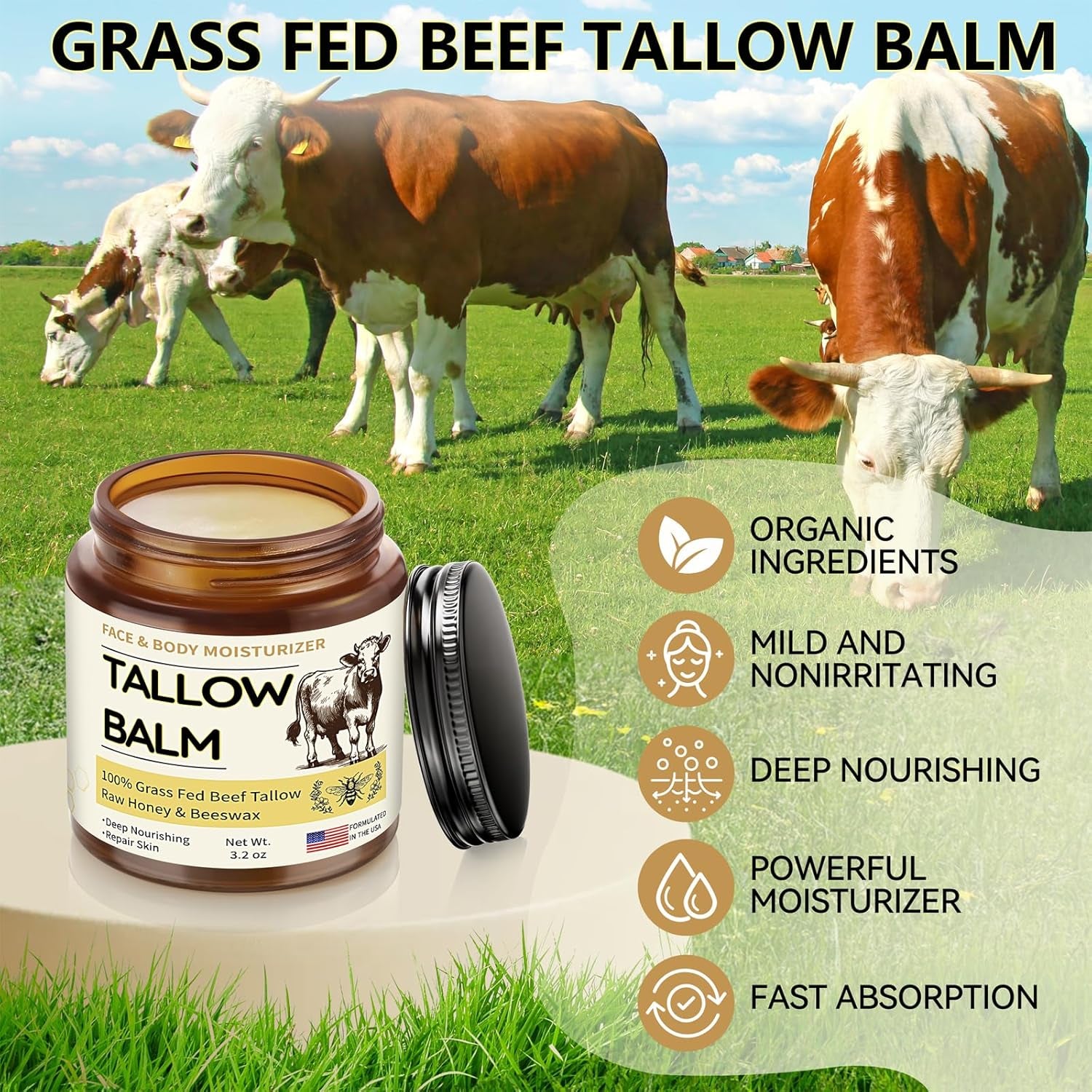 Veakoo Face & Body Moisturizer Tallow Balm – 91g | Deep Nourishment & Long-Lasting Hydration