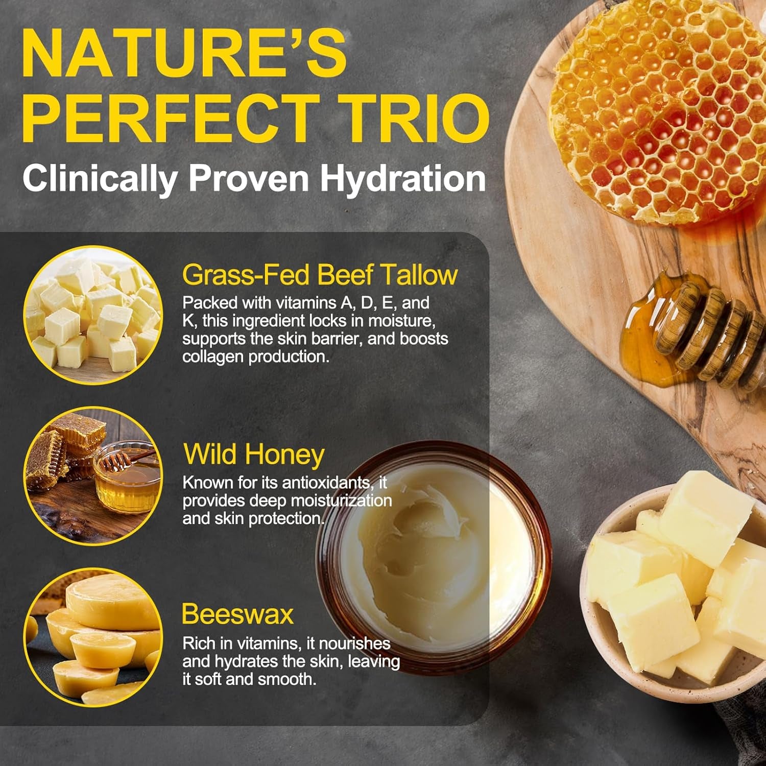 VIOFAIRY Tallow Honey Balm Face & Body Moisturizer – 120g | Fast-Absorbing Hydration & Nourishment