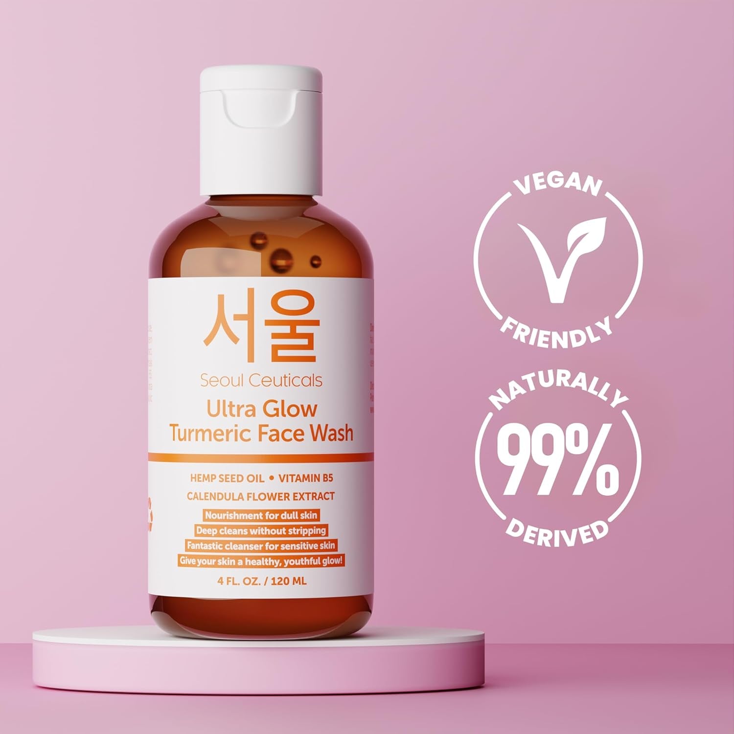 SeoulCeuticals Ultra Glow Turmeric Face Wash – 120ml | Brightening Cleanser for Sensitive Skin with Salicylic Acid & Calendula