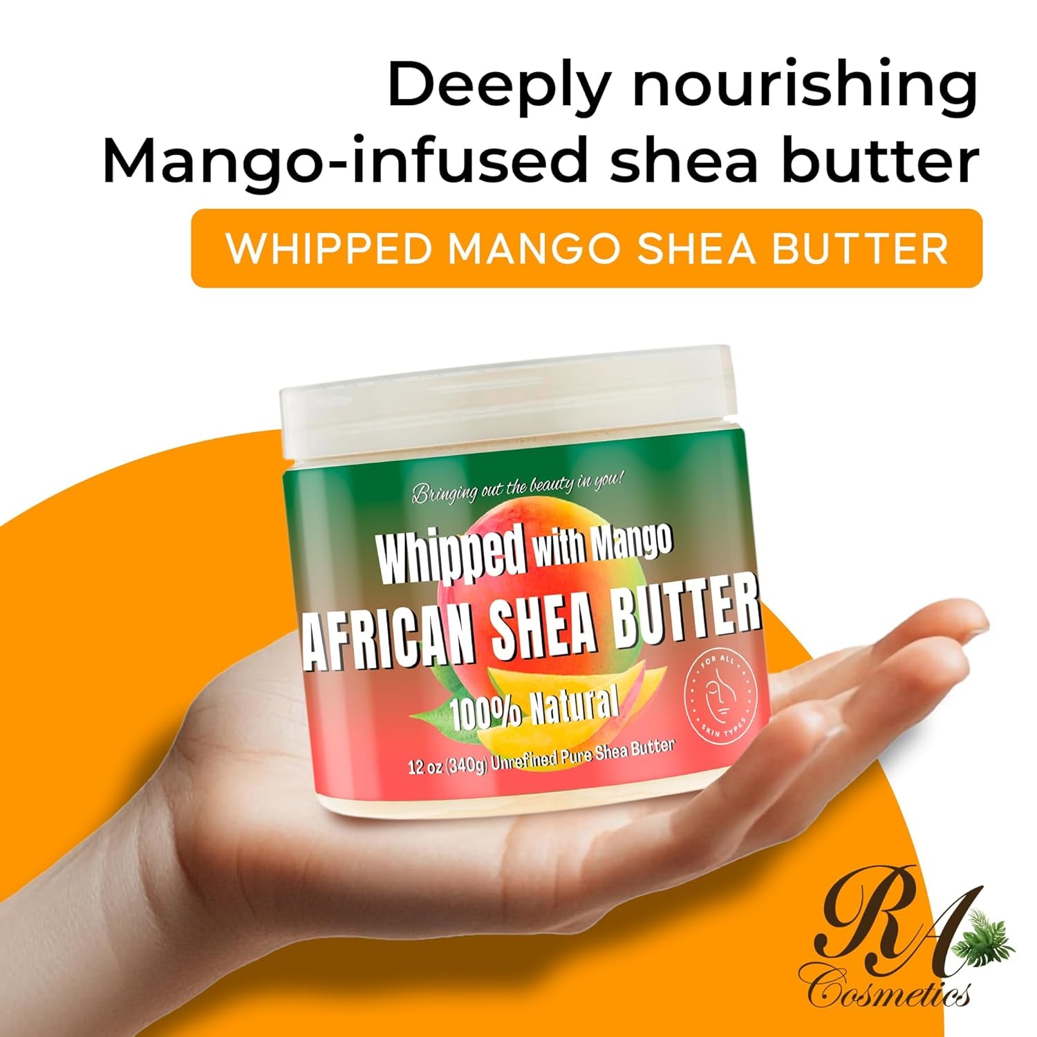 RA COSMETICS Whipped With Mango African Shea Butter – 340g | Deep Moisture, Skin Softening & Glow Repair