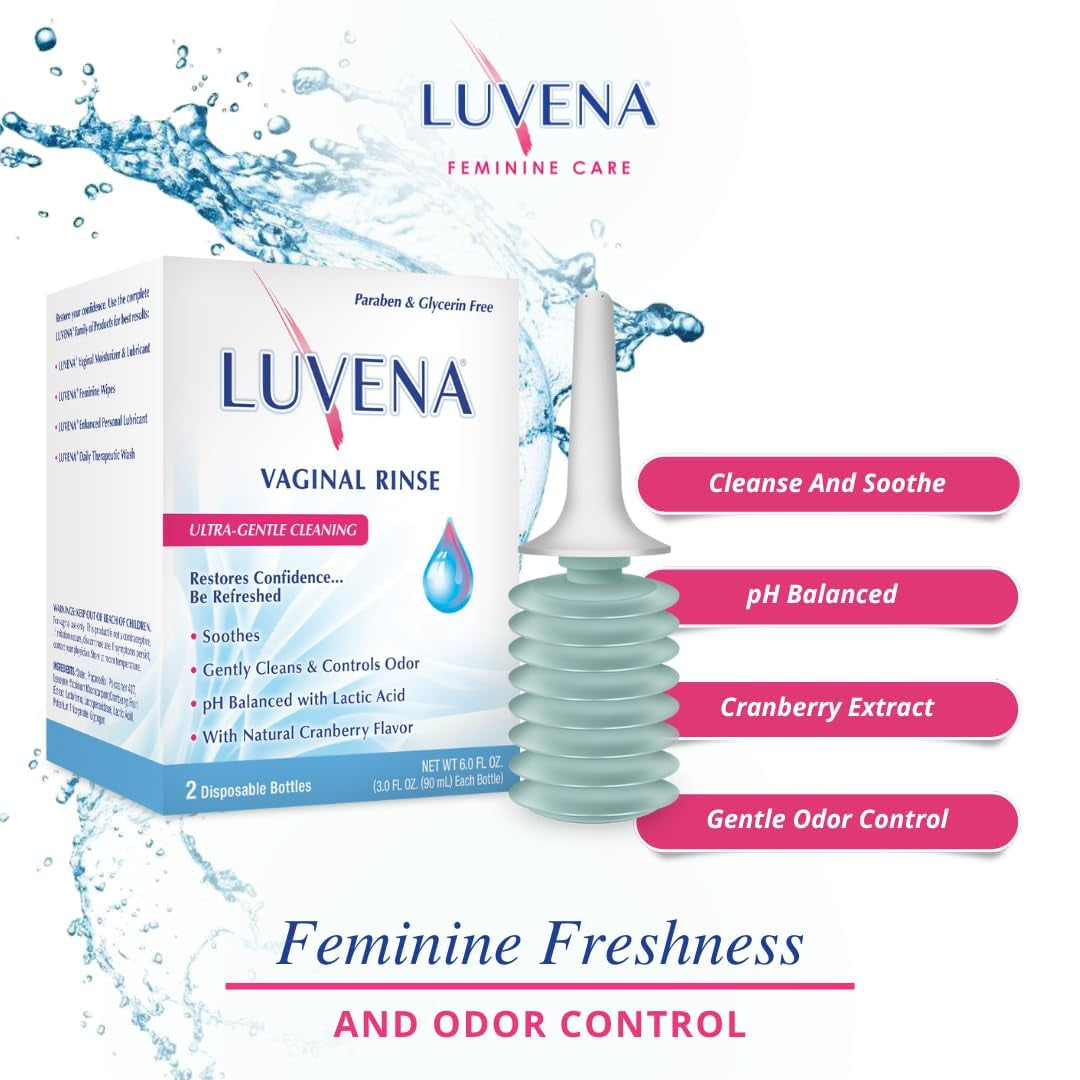 LUVENA Vaginal Rinse – 2 Disposable Bottles x 90ml | Gentle Intimate Cleanse for Everyday Freshness & Odor Control