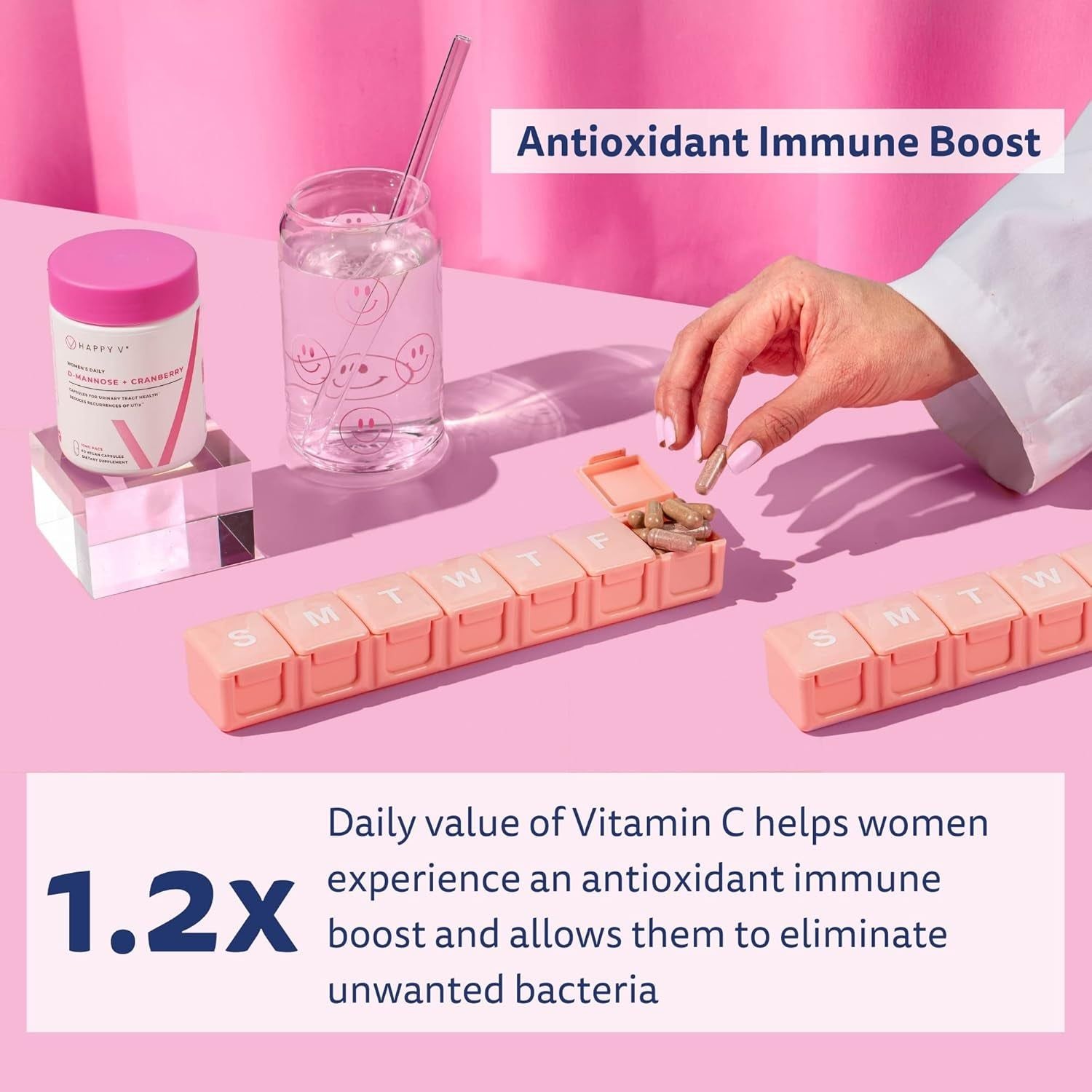 Happy V Women’s Daily D-Mannose + Cranberry – 60 Vegan Capsules