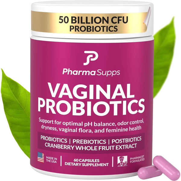 PharmaSupps Vaginal Probiotics – 60 Capsules | 50 Billion CFU + Prebiotics, Cranberry & pH Balance Support