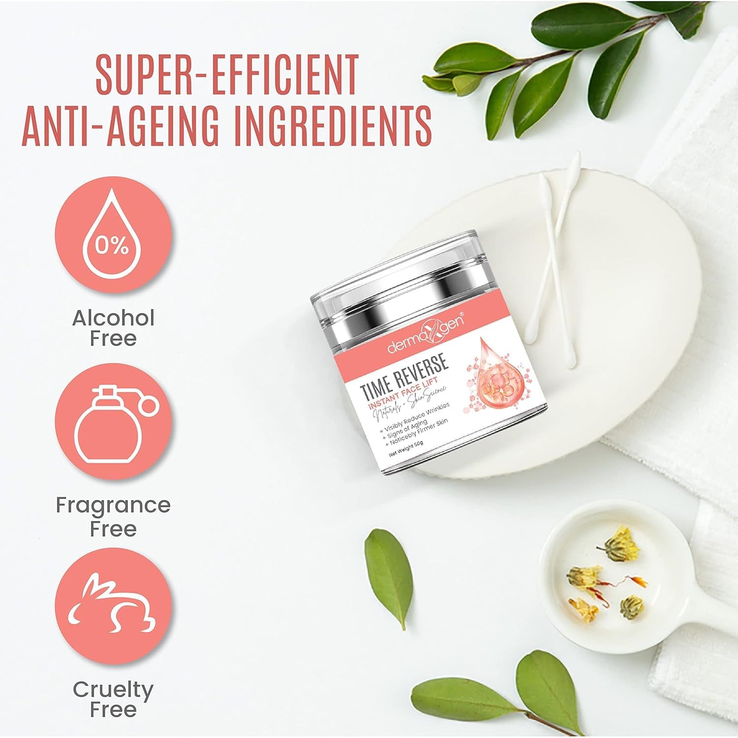 DERMAXGEN Time Reverse Instant Face Lift – 50g | 60-Second Wrinkle Lift & Firming Cream