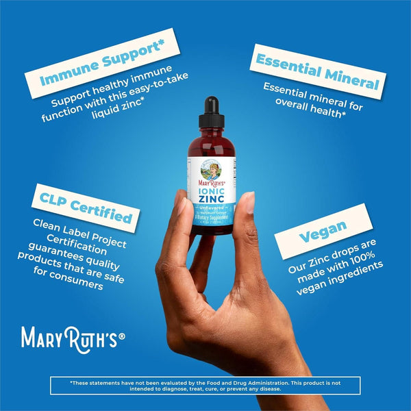 MaryRuth Organic Ionic Zinc Liquid Supplement - 120ml | Immune Support & Skin Health - Glam Global UKMary Ruth