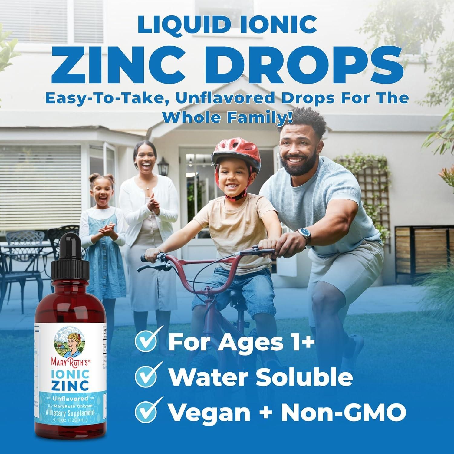 MaryRuth Organic Ionic Zinc Liquid Zinc Supplement, 40 Day Supply - 120ml