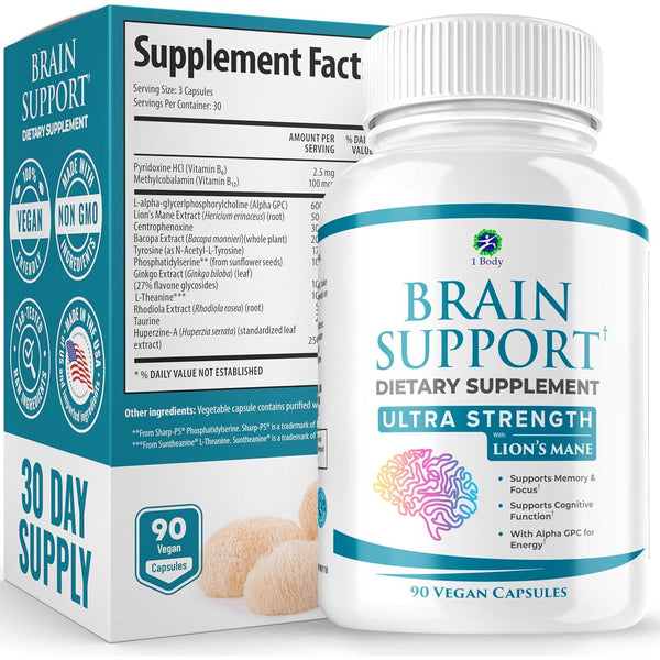 1 Body Brain Support – 90 Capsules | Memory, Focus & Mental Clarity Boost