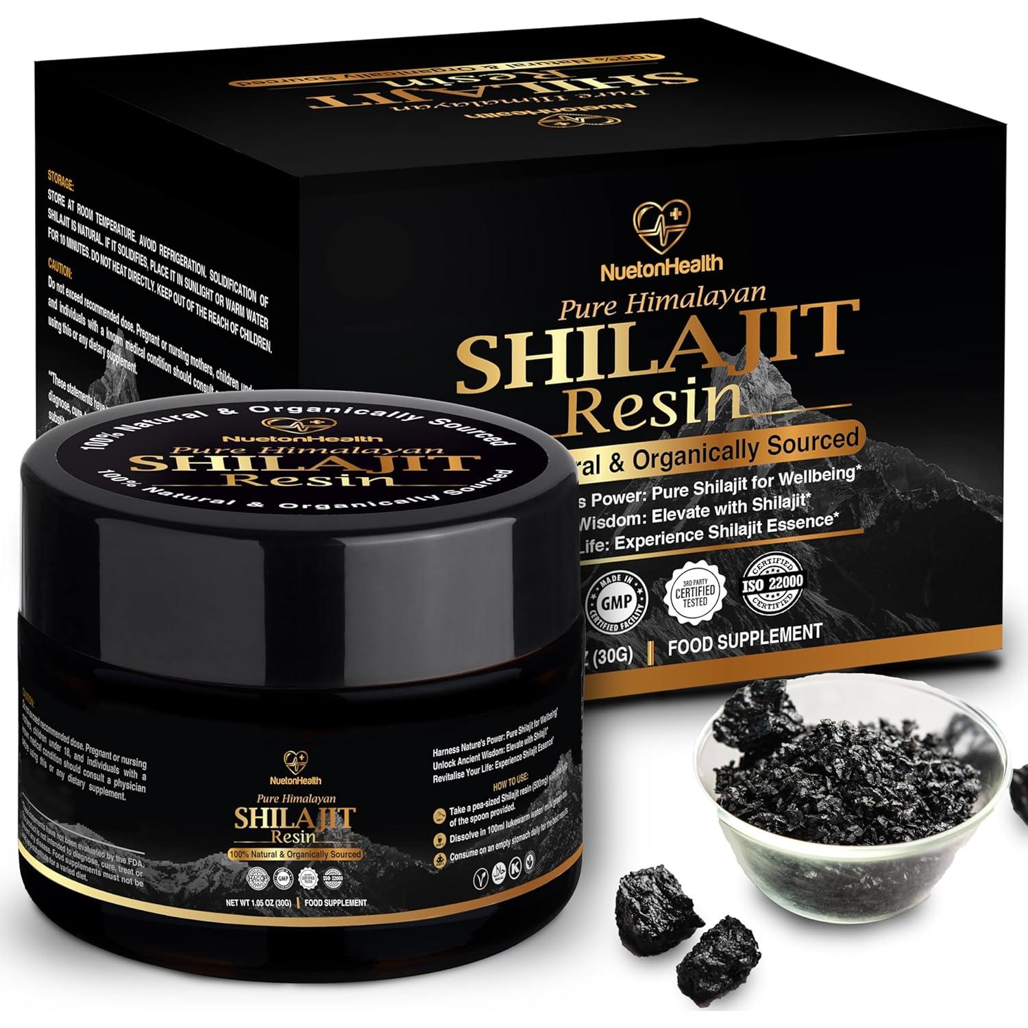 NuetonHealth Pure Organic Himalayan Shilajit Resin - Gold Grade 30G Lab Tested in UK