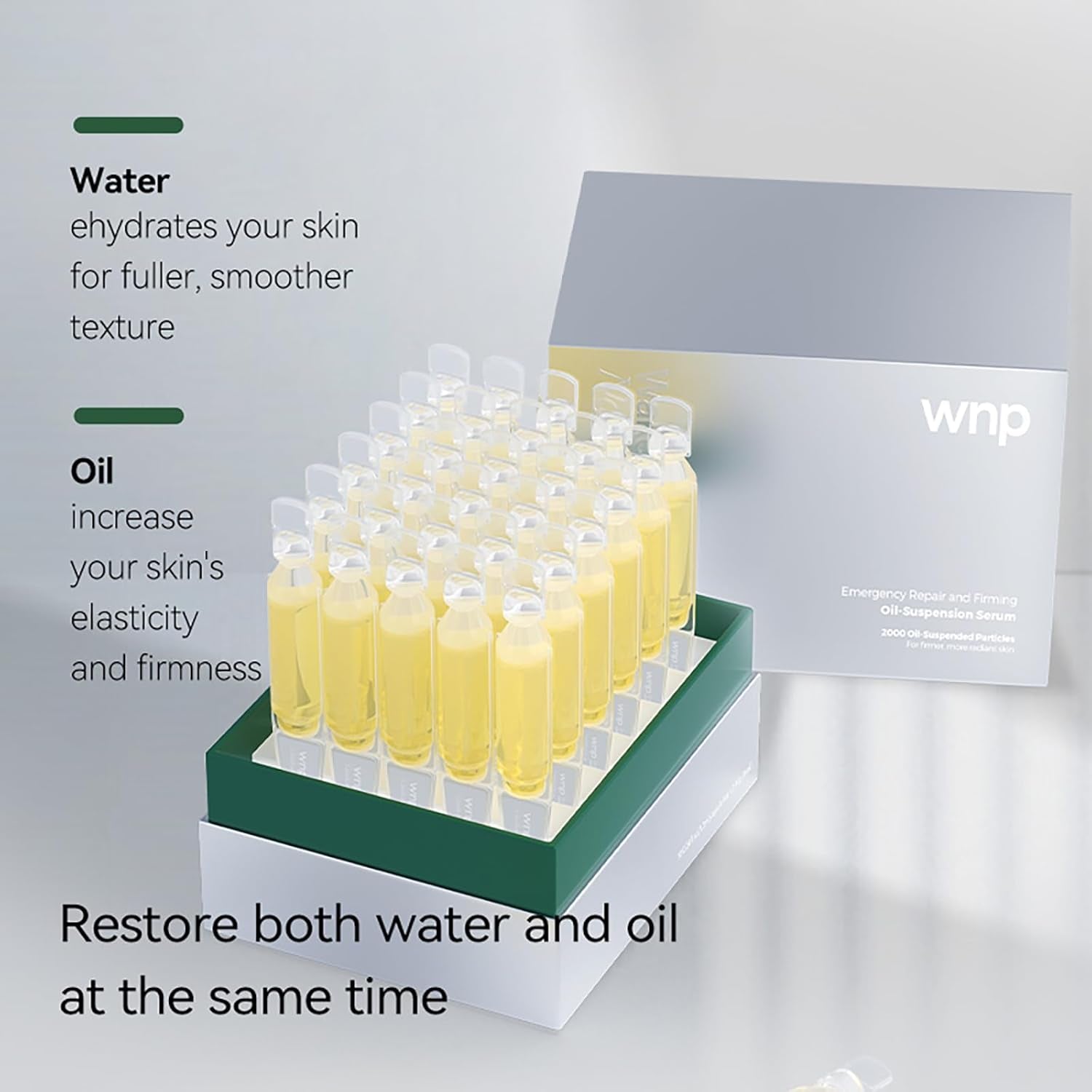 WNP Emergency Repair And Firming Oil-Suspension Serum – 30 x 1.2ml | Multi-Collagen Anti-Aging Ampoule with Peptides & 4D Hyaluronic Acid