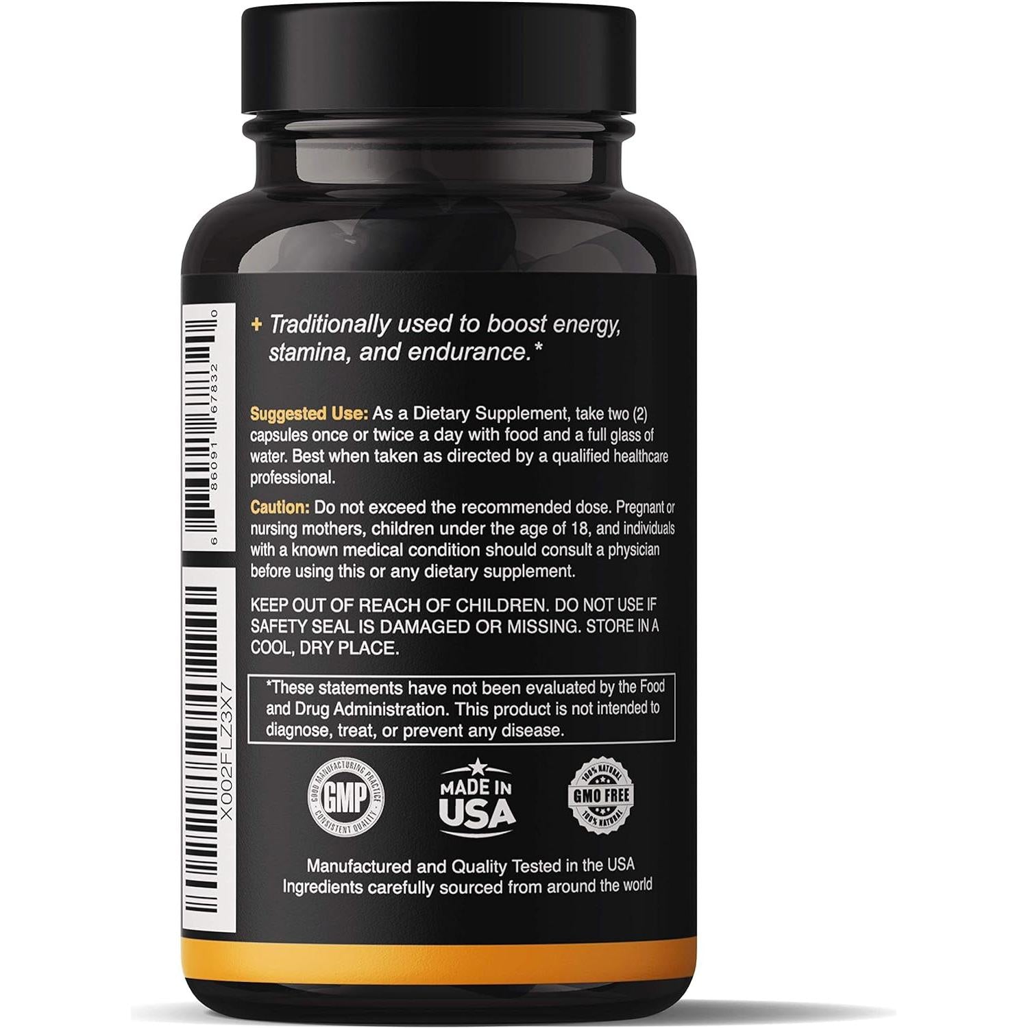 Natgrown Organic Maca Root Powder Capsules 1500 Mg with Black + Red + Yellow Peruvian Maca Root - 120 Capsules