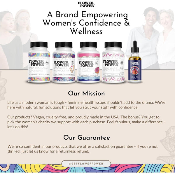 Flower Power ‘She Juicy’ Supplement for Vaginal Health Slippery Elm Bark - 60 Count - Glam Global UKOpulus