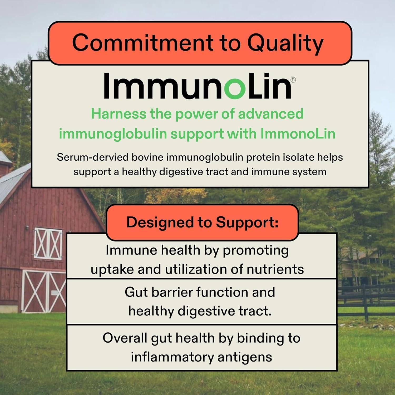 Miracle Moo Colostrum Supplement - Easy to Mix Grass Fed Bovine Powder - Highest Igg plus Immunolin (30 Servings - Orange Stick Packets)