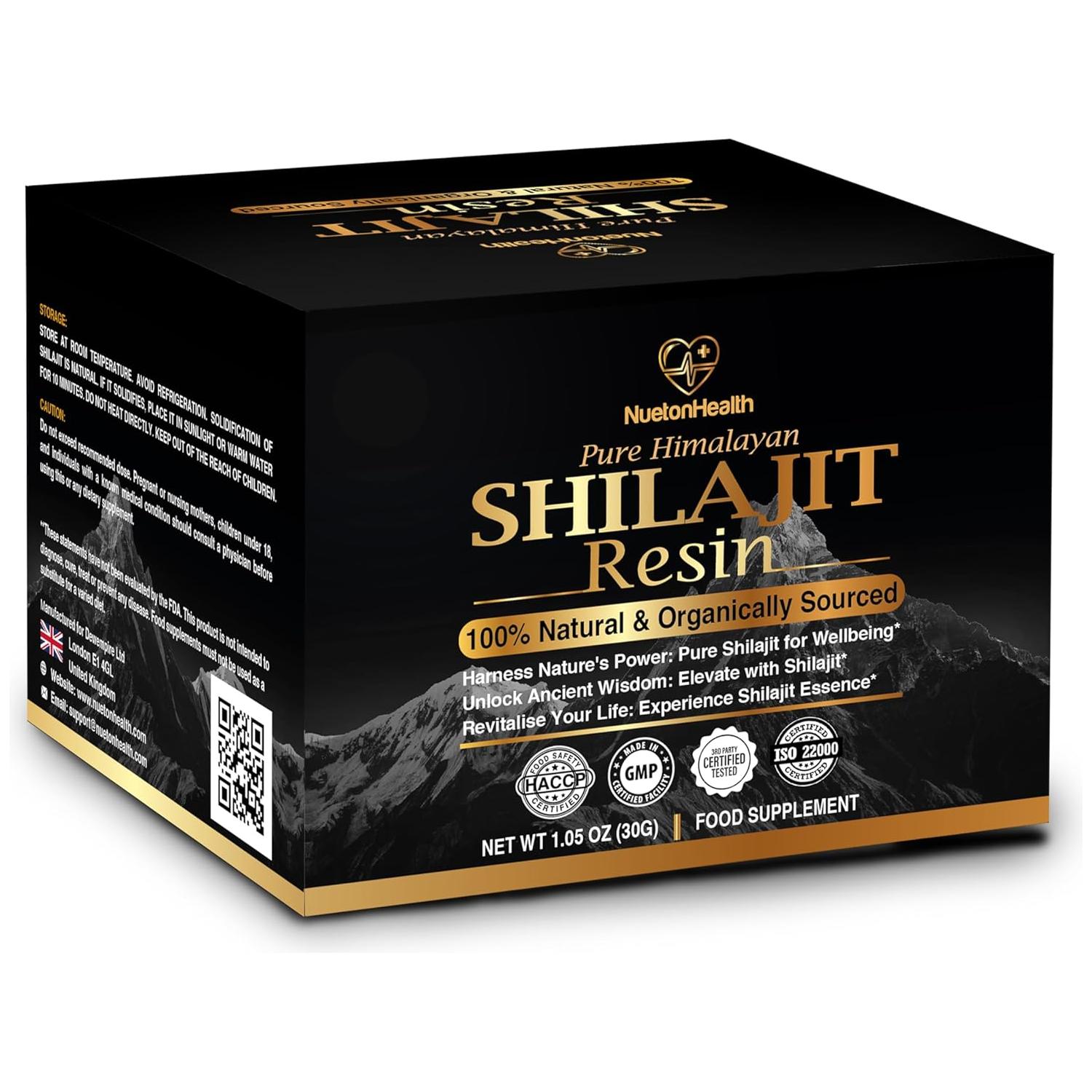 NuetonHealth Pure Organic Himalayan Shilajit Resin - Gold Grade 30G Lab Tested in UK