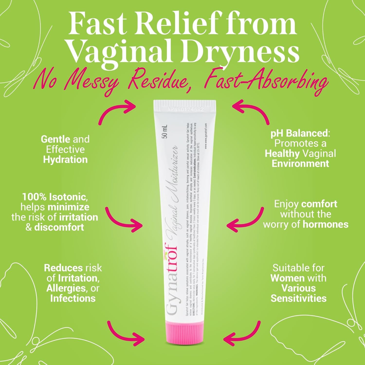 Gynatrof Vaginal Moisturizer – 50ml (20 Applications) | Fast-Acting, Hormone-Free Relief for Vaginal Dryness
