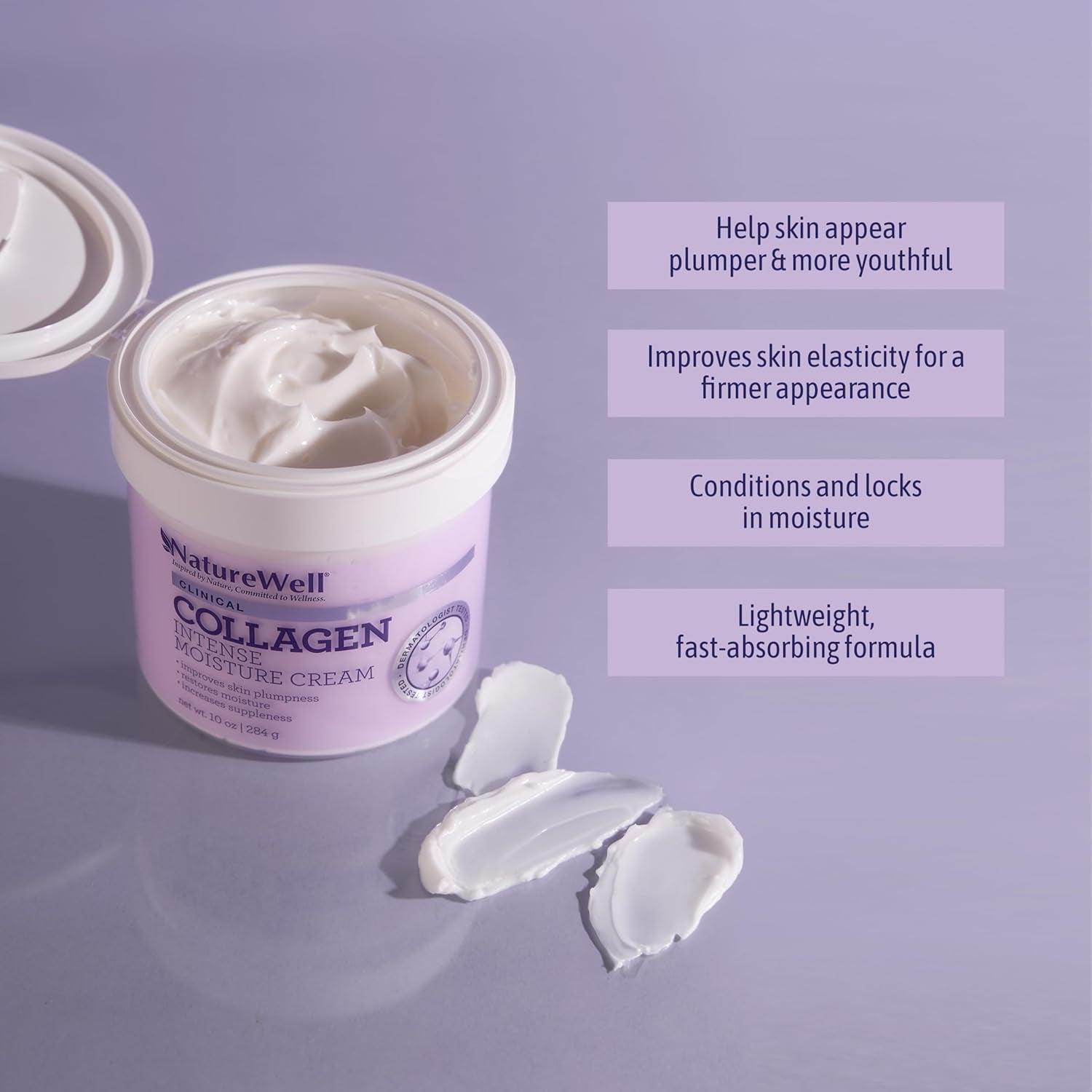 NATURE WELL Clinical Plump & Smooth Collagen Peptide Moisture Cream – 283g | Firming, Hydrating & Anti-Aging