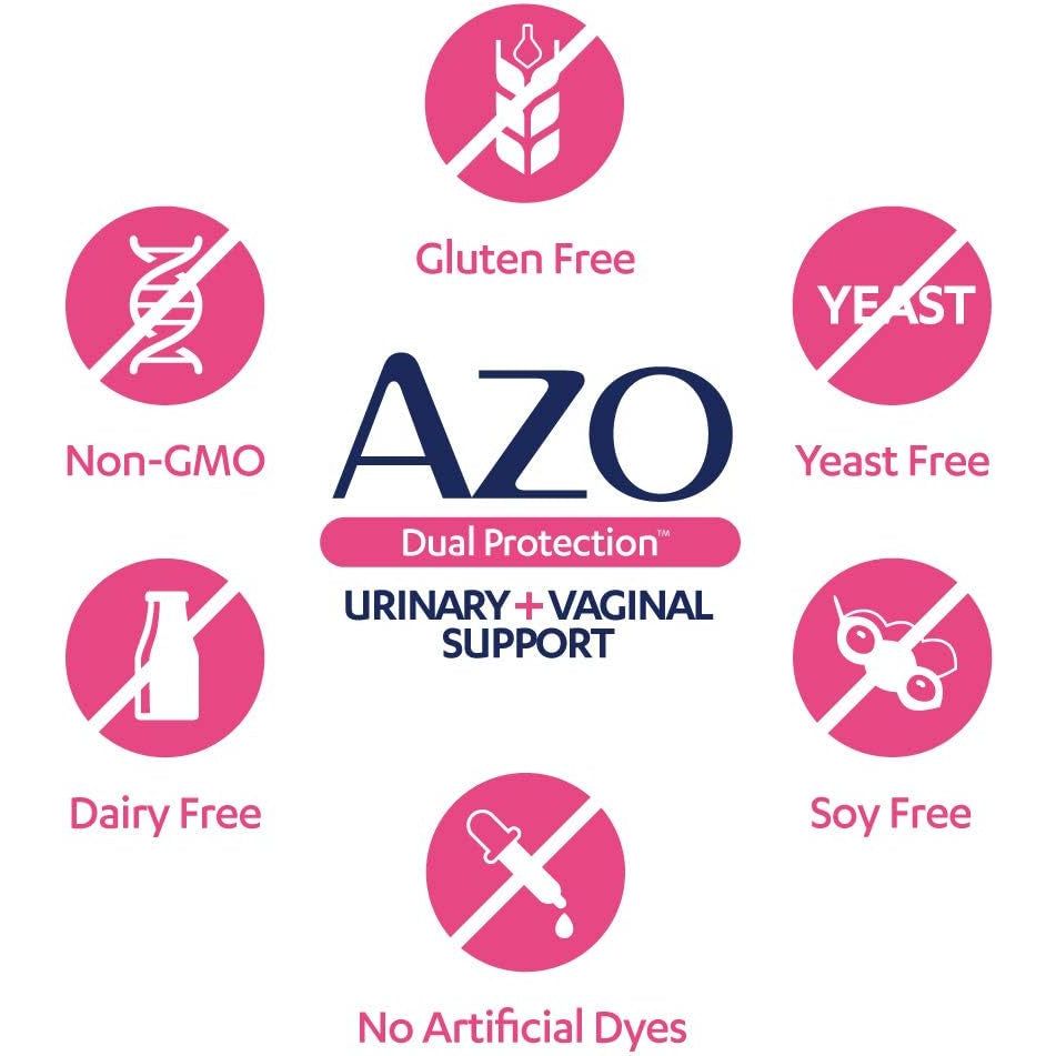 AZO Dual Protection, Urinary + Vaginal Support – 30 Capsules | Clinically Proven Probiotic & Prebiotic for Feminine Wellness