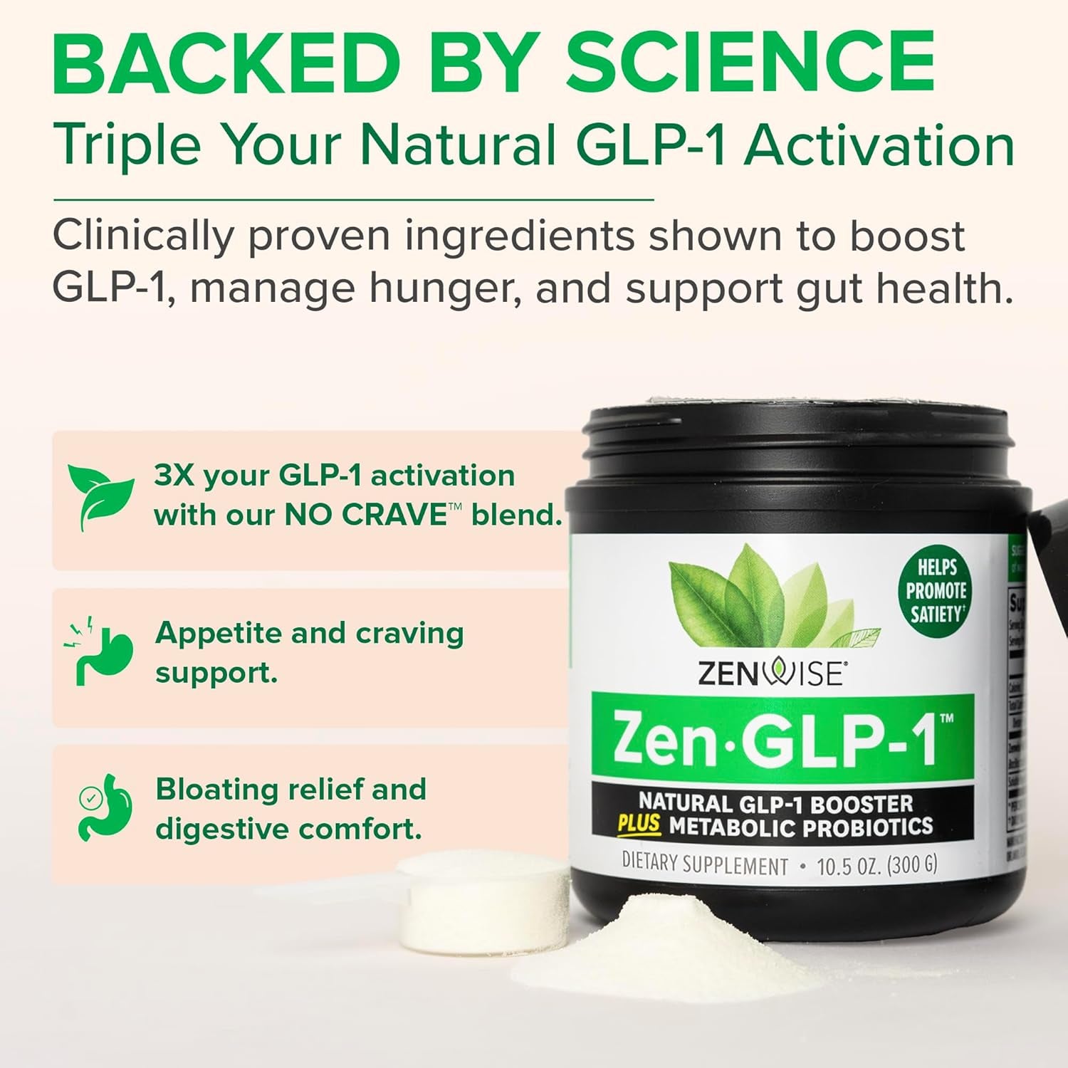 Zenwise Health Zen GLP-1 Dietary Supplement – 300g | Natural Appetite Control & Digestive Support