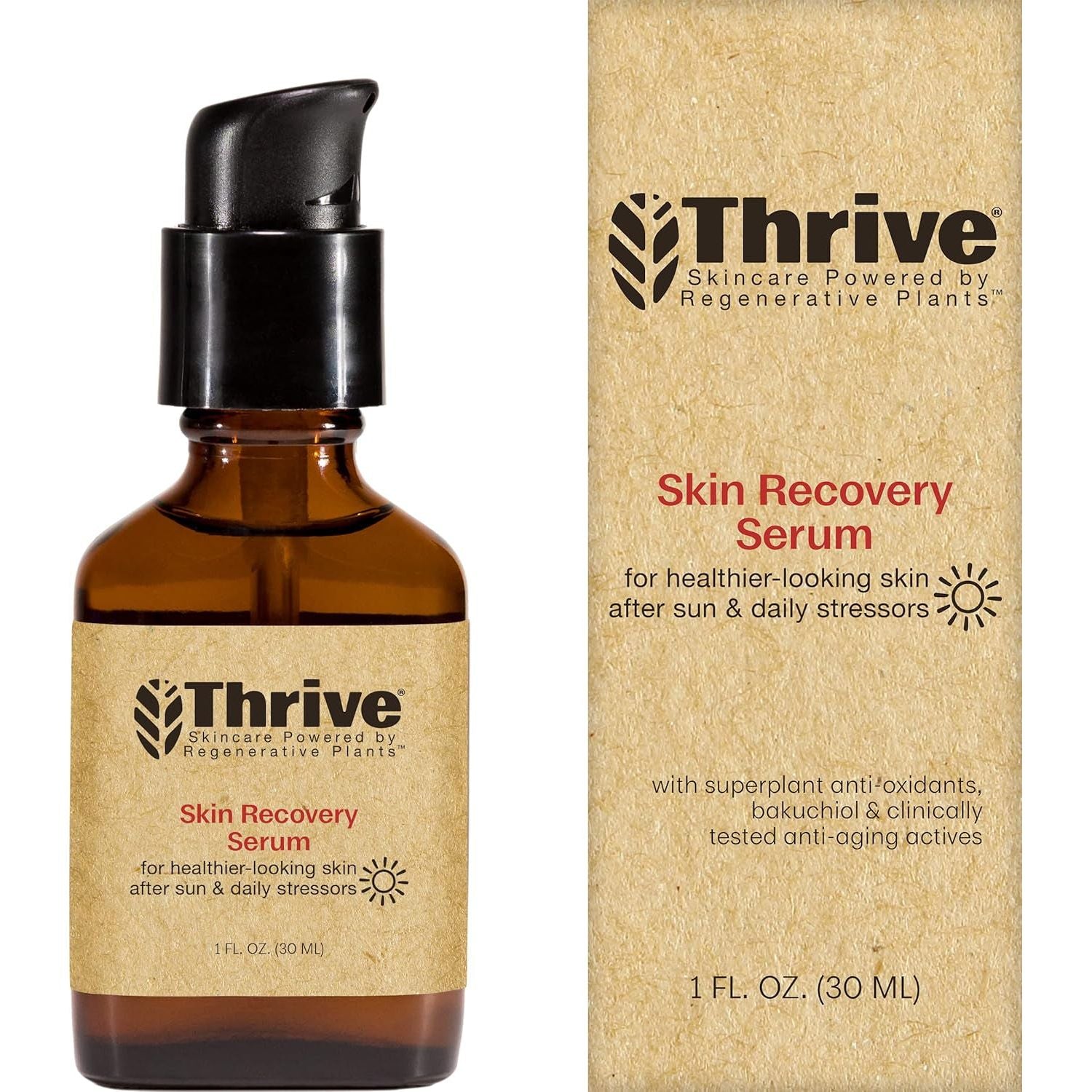 Thrive Skin Recovery Serum – 30ml | Natural Anti-Aging Serum with Bakuchiol & Hyaluronic Acid