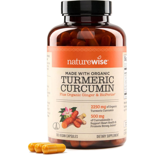 NatureWise Turmeric Curcumin 2250mg – 180 Capsules | Joint Comfort, Flexibility & Antioxidant Support with Bioperine