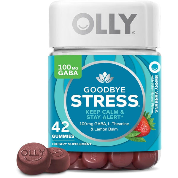 Goodbye Stress Gummy, GABA, L-Theanine, Lemon Balm, Stress Relief Supplement, Berry - 42 Count