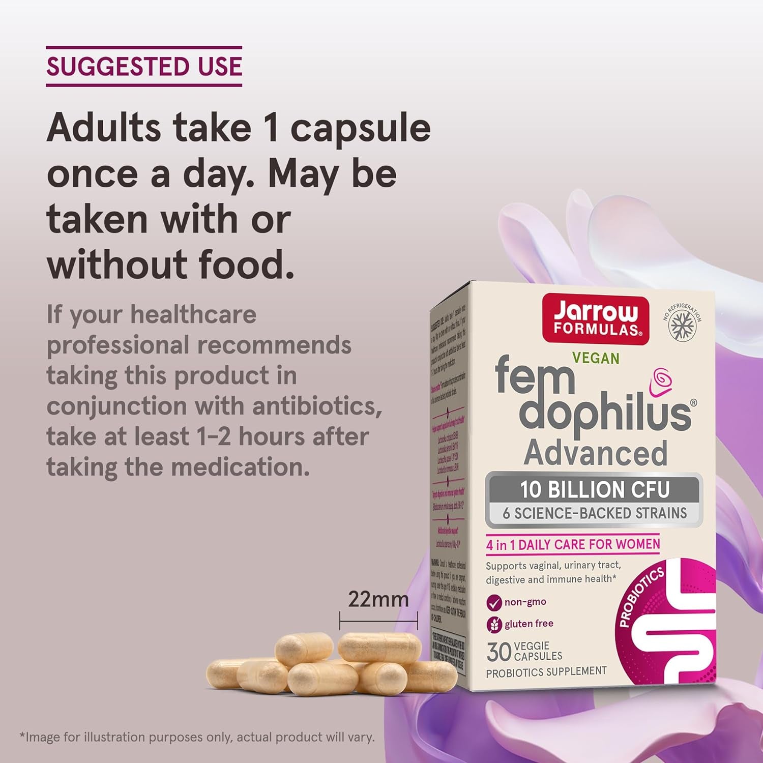 Jarrow Formulas Fem-Dophilus Advanced – 30 Capsules | 4-in-1 Probiotic for Women’s Vaginal, Digestive, Urinary & Immune Health
