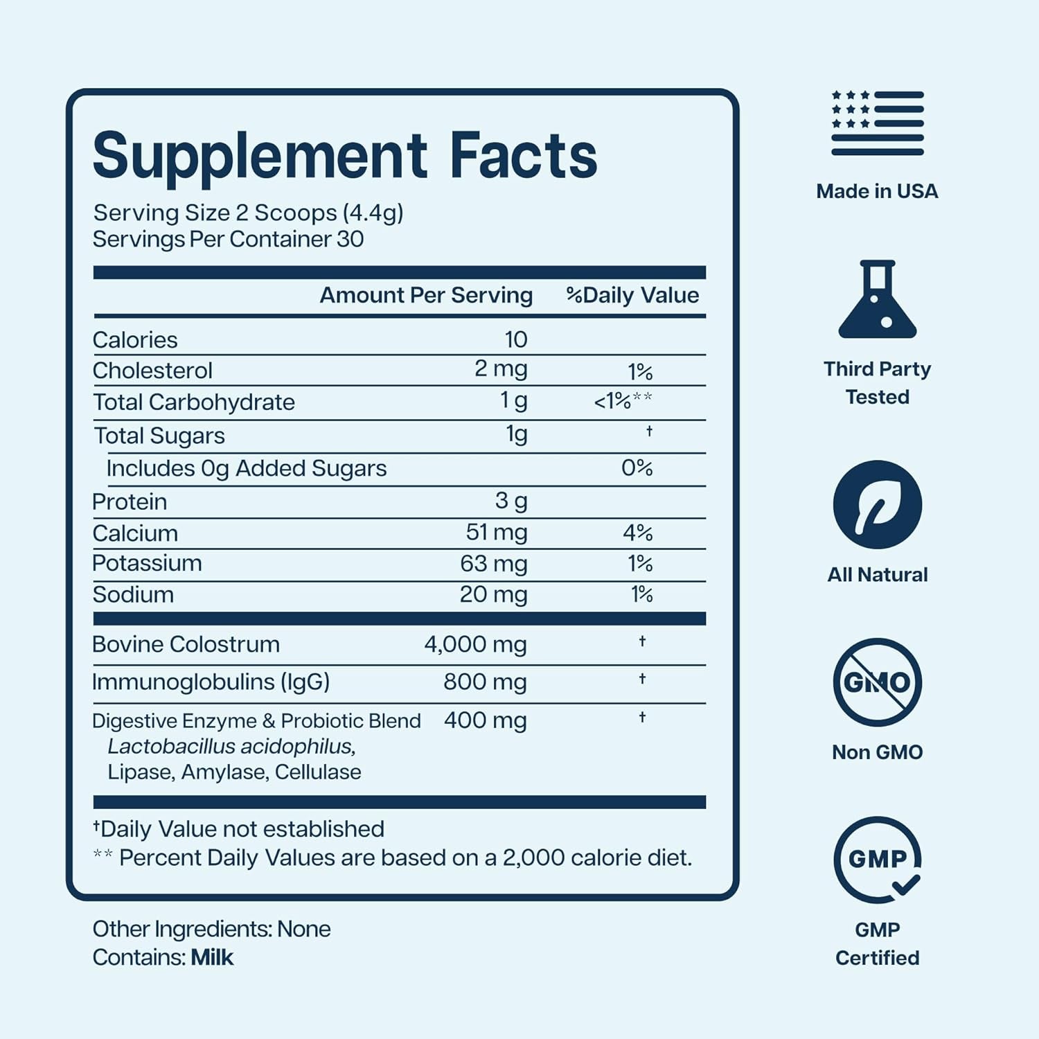 Baese Nutrition 100% Grass-Fed Bovine Colostrum + Probiotics Powder Supplement – 132g | Immune & Gut Support for Adults & Kids