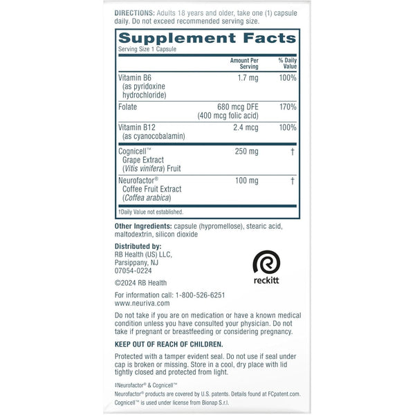 Memory 3D Brain Supplement - Decaffeinated Nootropic Capsules for Memory, Focus, & Cognitive Function - Short Term, Long Term, & Working Memory Support - 50Ct