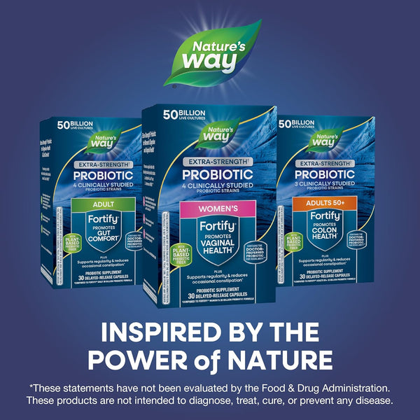 Nature's Way Fortify Women’s Extra-Strength Probiotic – 30 Capsules | 50 Billion CFU for Digestive, Vaginal & Immune Health