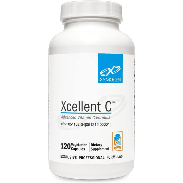 XYMOGEN Xcellent C – 120 Capsules | High-Potency Buffered Vitamin C with BioPerine® for Immune Support & Collagen Boost