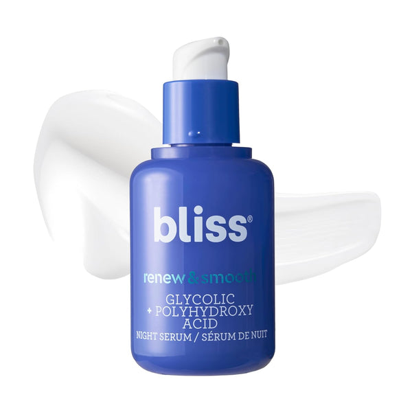 Bliss Renew & Smooth Night Serum – 30ml | Glycolic Acid Resurfacing for Radiant, Even Skin