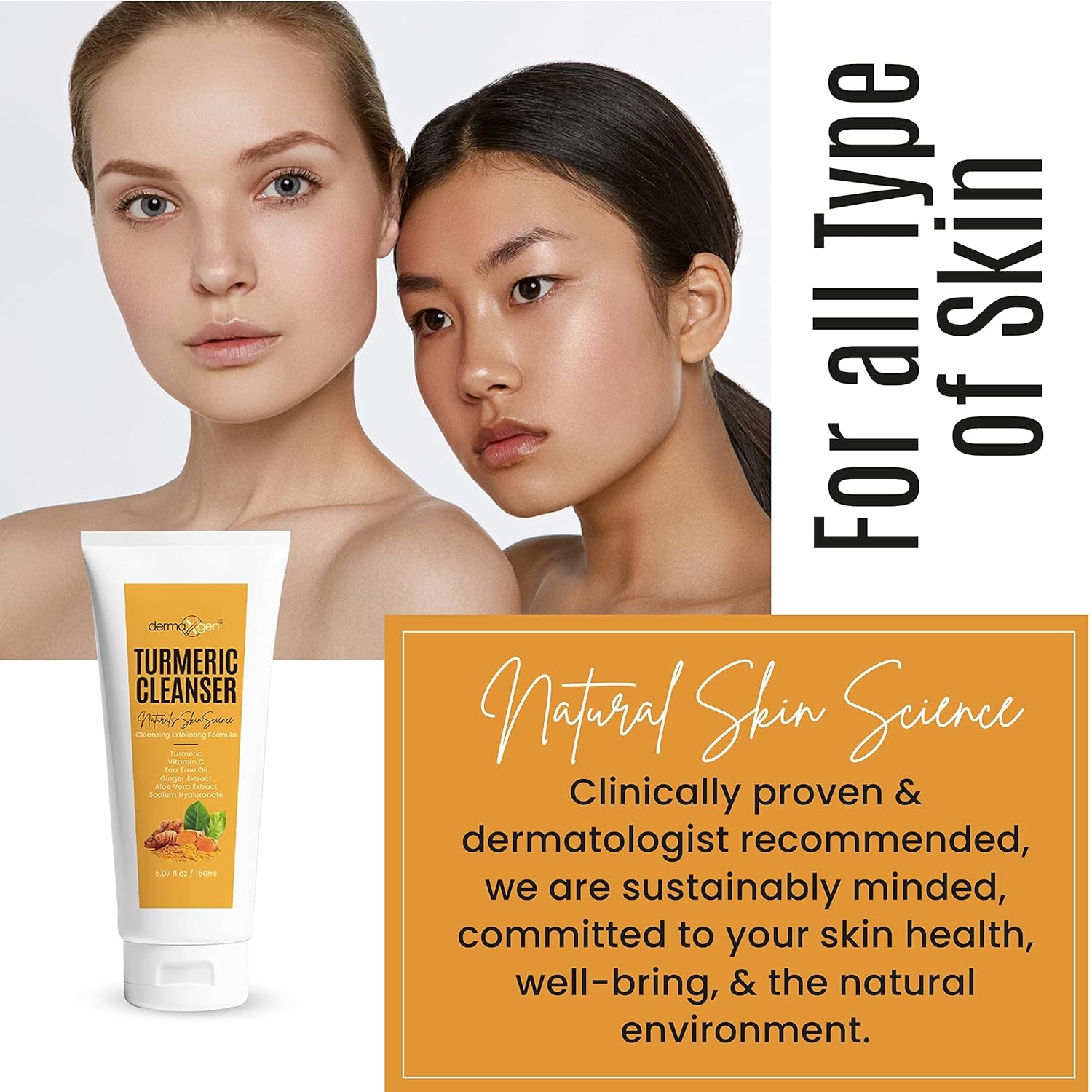 DERMAXGEN Turmeric Cleanser – 150ml | Brightening Face Wash for Acne, Dark Spots & Uneven Tone
