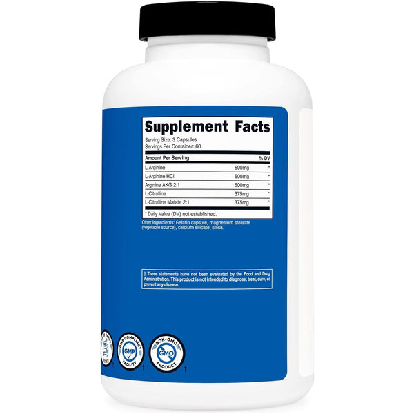 Nutricost Nitric Oxide Booster 2250MG – 180 Capsules | Boost Circulation, Energy & Performance